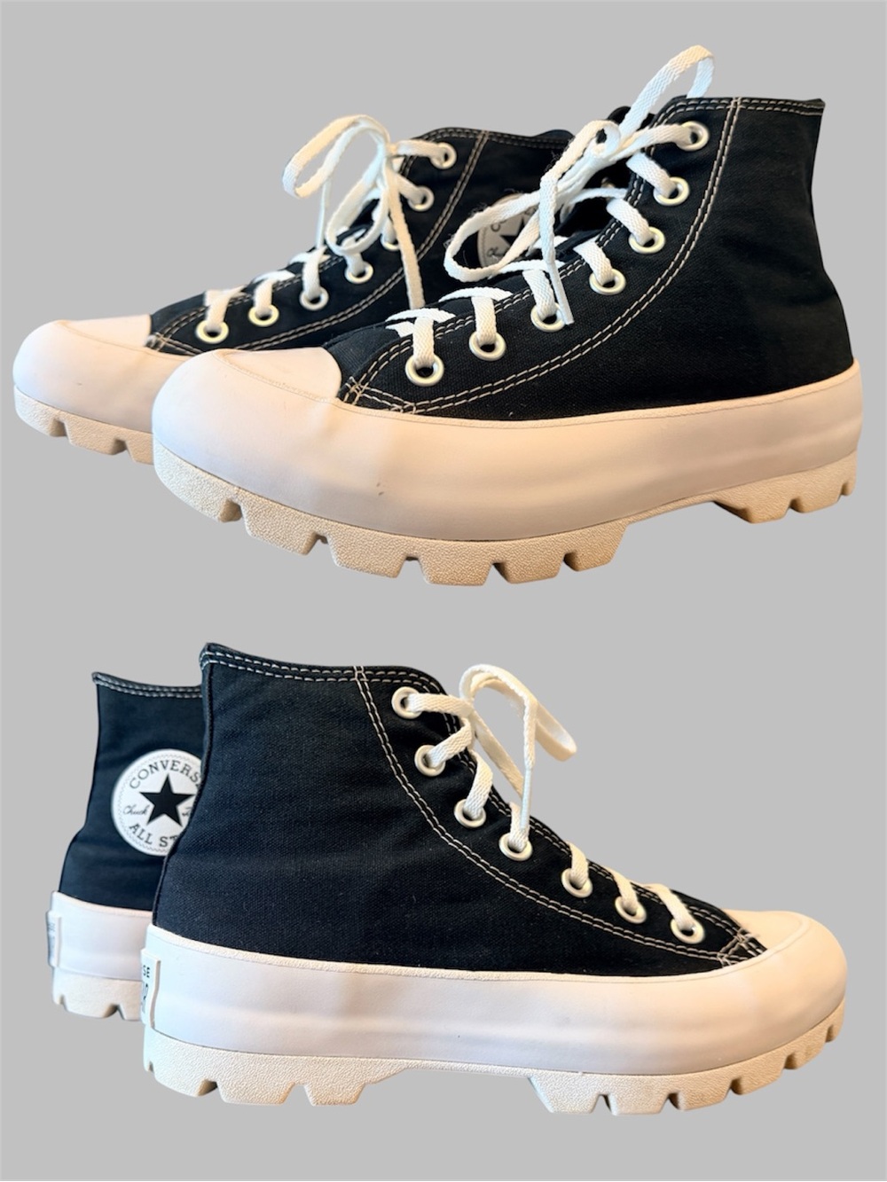Converse Chuck Taylor All Star Lugged Platform High Tops - Black/White - Size 7 - Picture 4 of 5